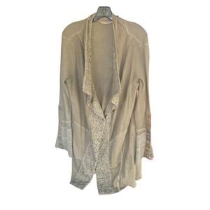Soft Surroundings Open Cardigan Waterfall Front Womans L Textured Ribbon Accent